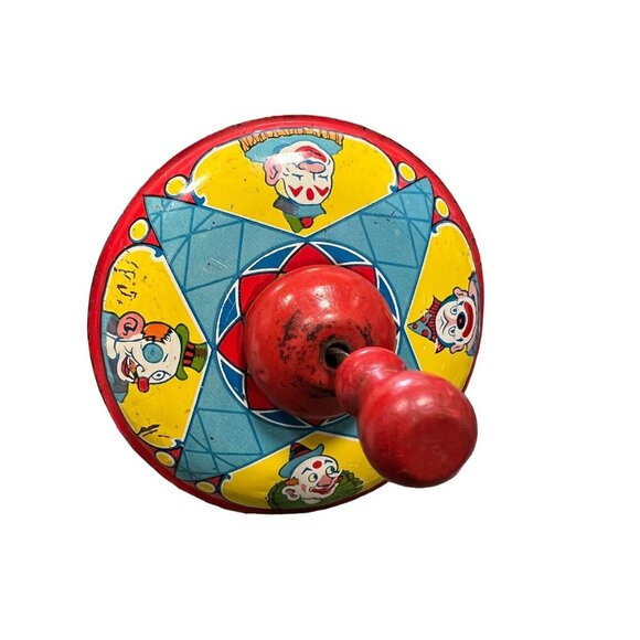 Vtg J. Chein & Co. Tin Spinning Top Litho Metal‎ Handle 1950's Children Playing - Picture 1 of 3